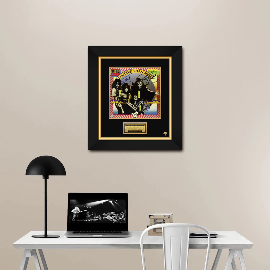 RARE-T KISS Hotter Than Hell LP Cover Limited Signature Edition Studio Licensed Custom Frame Limited Edition Frames