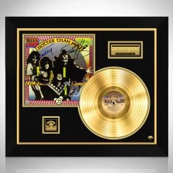 Rare-T KISS Hotter Than Hell Limited Signature Edition Studio Licensed Gold LP Custom Frame