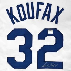 APW Sandy Koufax- Hand-Signed La Dodgers White Jersey By Sandy Koufax Custom Frame Signed Memorabilia