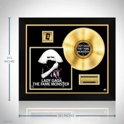 RARE-T Ready To Ship! 48 Hour Shipping! Ready To Ship! - Lady Gaga The Fame Monster Gold LP Limited Signature Edition Studio Licensed Custom Frame