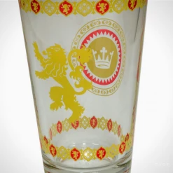 MIMI Barware & Signs Game Of Thrones- 'Golden Lion Sigil' Lannister House Gold Rim Pint Glass
