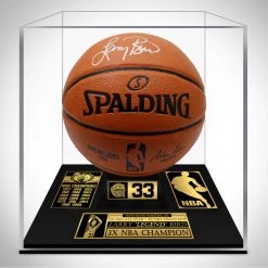 PPC Larry Bird - Boston Celtics - Beckett Witnessed Certified Hand-Signed Basketball By Larry Bird Custom Museum Display