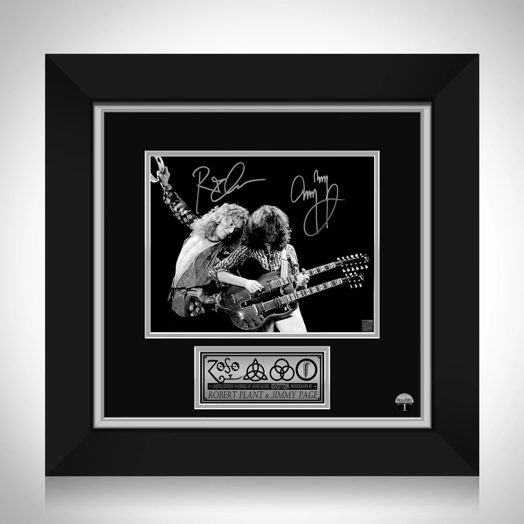RARE-T Led Zeppelin Robert Plant & Jimmy Page Double Guitar Photo Limited Signature Edition Studio Licensed Custom Frame 1 RARE-T Led Zeppelin Robert Plant & Jimmy Page Double Guitar Photo Limited Signature Edition Studio Licensed Custom Frame