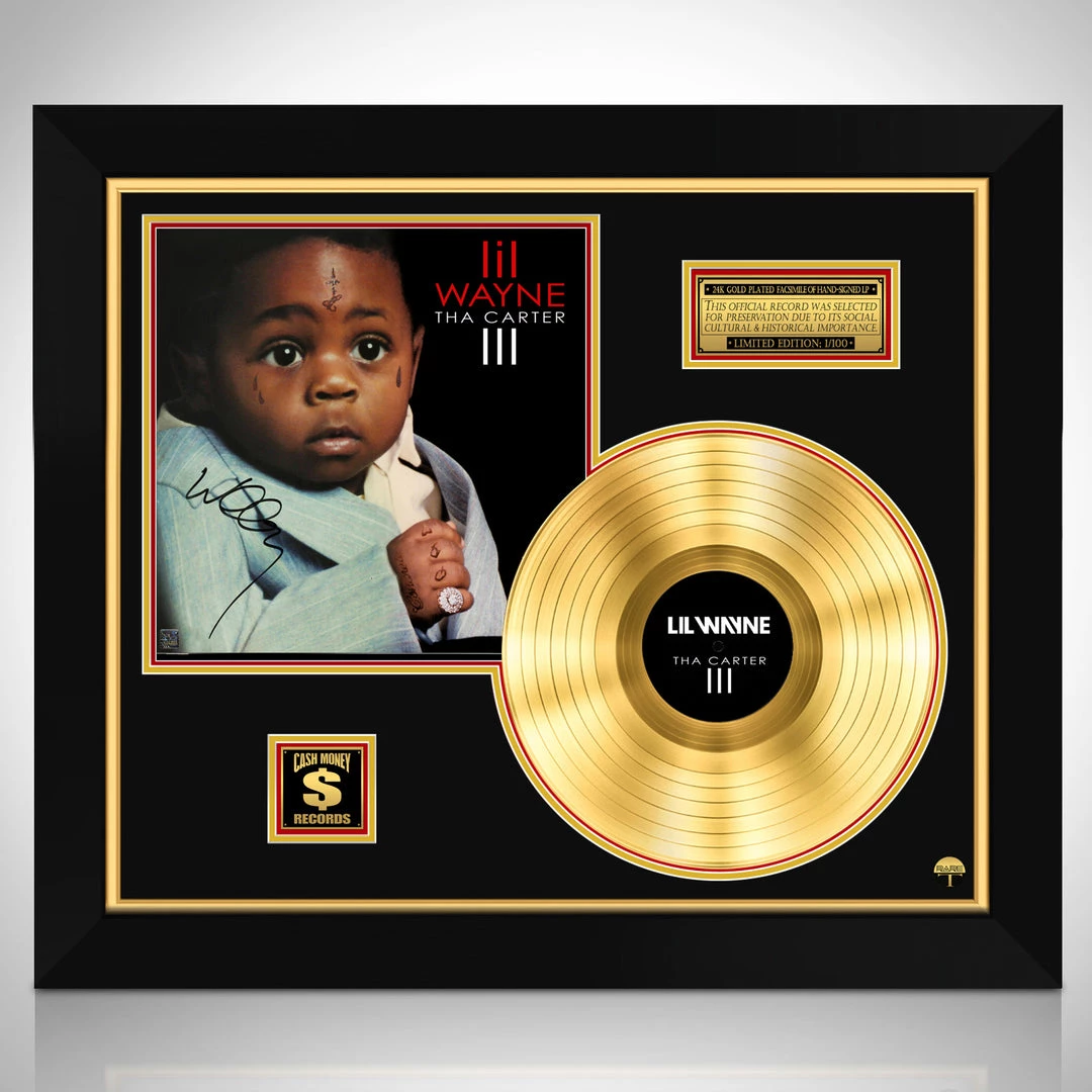 RARE-T Lil Wayne Tha Carter III Gold LP Limited Signature Edition Studio Licensed Custom Frame Limited Edition Frames 1 RARE-T Lil Wayne Tha Carter III Gold LP Limited Signature Edition Studio Licensed Custom Frame Limited Edition Frames