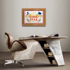 RARE-T Barware & Signs Lone Star- Texas Original Vintage Reverse Painted Bar Mirror/Advertisement