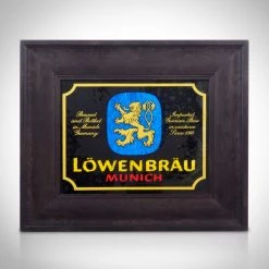 RARE-T LÖWENBRÄU Beer Original Vintage Gold Leaf/Reverse Painted Bar Mirror Advertisement