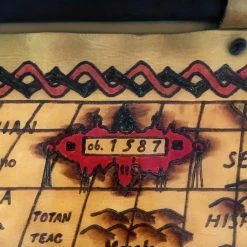 Jonathan New World Vintage Scroll Map Made With Hand-Tooled Leather Custom Frame