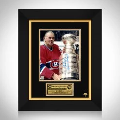 Michel Montreal Canadiens- Maurice Richard & Stanley Cup Hand-Signed Photo By Maurice Richard Custom Frame
