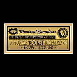 Michel Montreal Canadiens- Maurice Richard & Stanley Cup Hand-Signed Photo By Maurice Richard Custom Frame