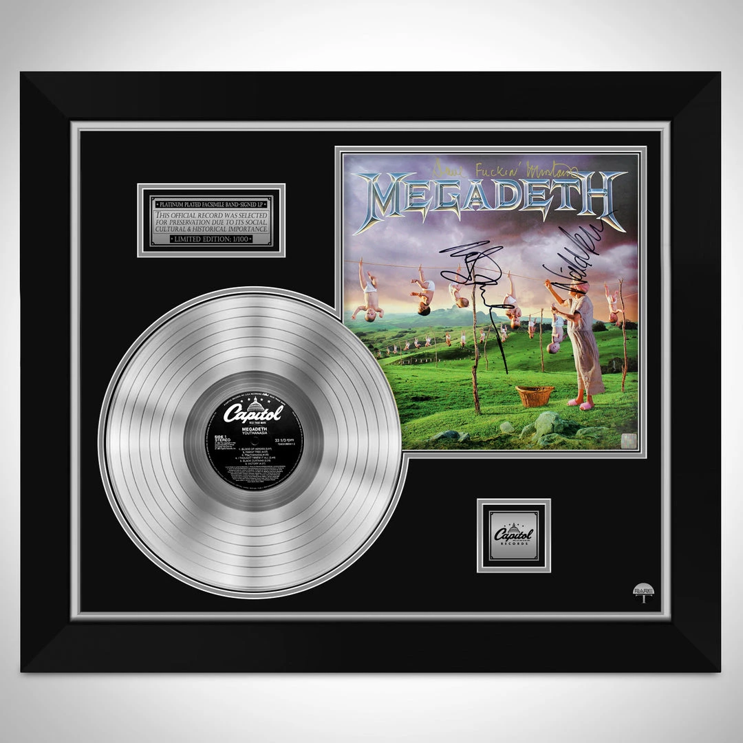 Rare-T Megadeth Youthinasia Limited Signature Edition Studio Licensed Platinum LP Custom Frame 1 Rare-T Megadeth Youthinasia Limited Signature Edition Studio Licensed Platinum LP Custom Frame
