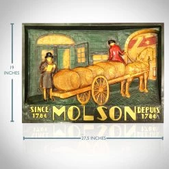 RARE-T Barware & Signs Molson Horse-Drawn Keg Cart Vintage Beer Display/Advertisement