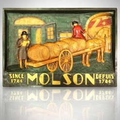 RARE-T Barware & Signs Molson Horse-Drawn Keg Cart Vintage Beer Display/Advertisement