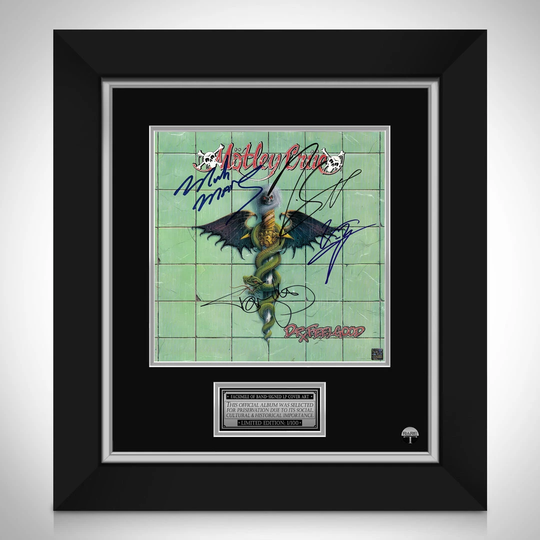 RARE-T Limited Edition Frames Motley Crue Dr. Feelgood LP Cover Limited Signature Edition Studio Licensed Custom Frame 1 RARE-T Limited Edition Frames Motley Crue Dr. Feelgood LP Cover Limited Signature Edition Studio Licensed Custom Frame