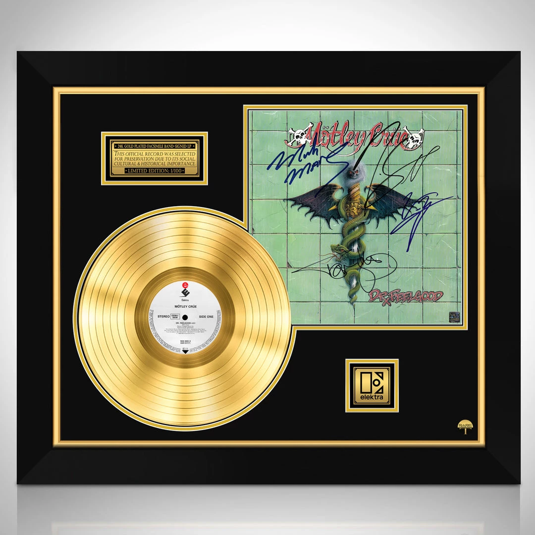 RARE-T Limited Edition Frames Motley Crue Dr. Feelgood Gold LP Limited Signature Edition Studio Licensed Custom Frame 1 RARE-T Limited Edition Frames Motley Crue Dr. Feelgood Gold LP Limited Signature Edition Studio Licensed Custom Frame