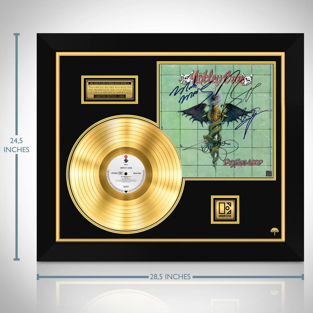 RARE-T Limited Edition Frames Motley Crue Dr. Feelgood Gold LP Limited Signature Edition Studio Licensed Custom Frame 7 RARE-T Limited Edition Frames Motley Crue Dr. Feelgood Gold LP Limited Signature Edition Studio Licensed Custom Frame
