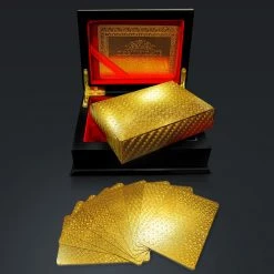 RARE-T 24K Gold Plated Playing Cards Mosaic Pattern With Elegant Display Box