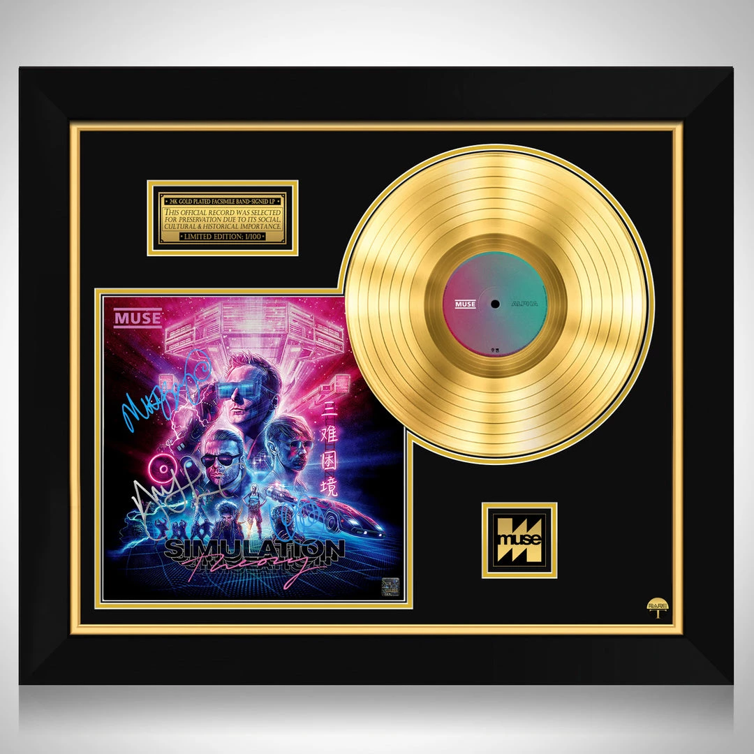 RARE-T Muse Simulation Theory Gold LP Limited Signature Edition Studio Licensed Custom Frame 1 RARE-T Muse Simulation Theory Gold LP Limited Signature Edition Studio Licensed Custom Frame