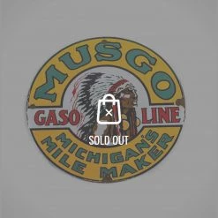 RARE-T Musgo Gasoline-Indian Chief Gas Pump Sign Barware & Signs