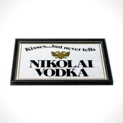 RARE-T Nikolai Vodka Vintage Reverse Painted Bar Mirror/Advertisement Barware & Signs