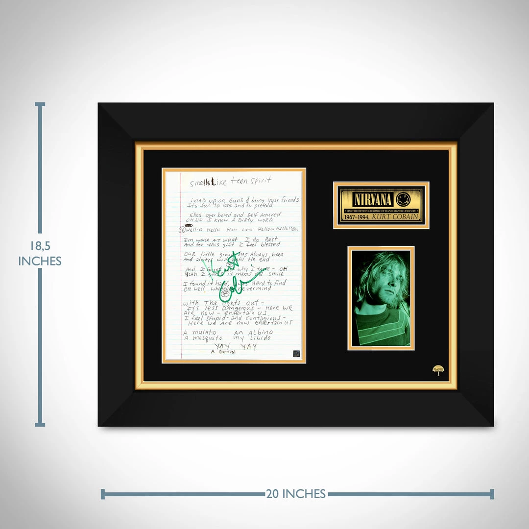 RARE-T Nirvana Lyrics Photo Limited Signature Edition Studio Licensed Custom Frame 6 RARE-T Nirvana Lyrics Photo Limited Signature Edition Studio Licensed Custom Frame