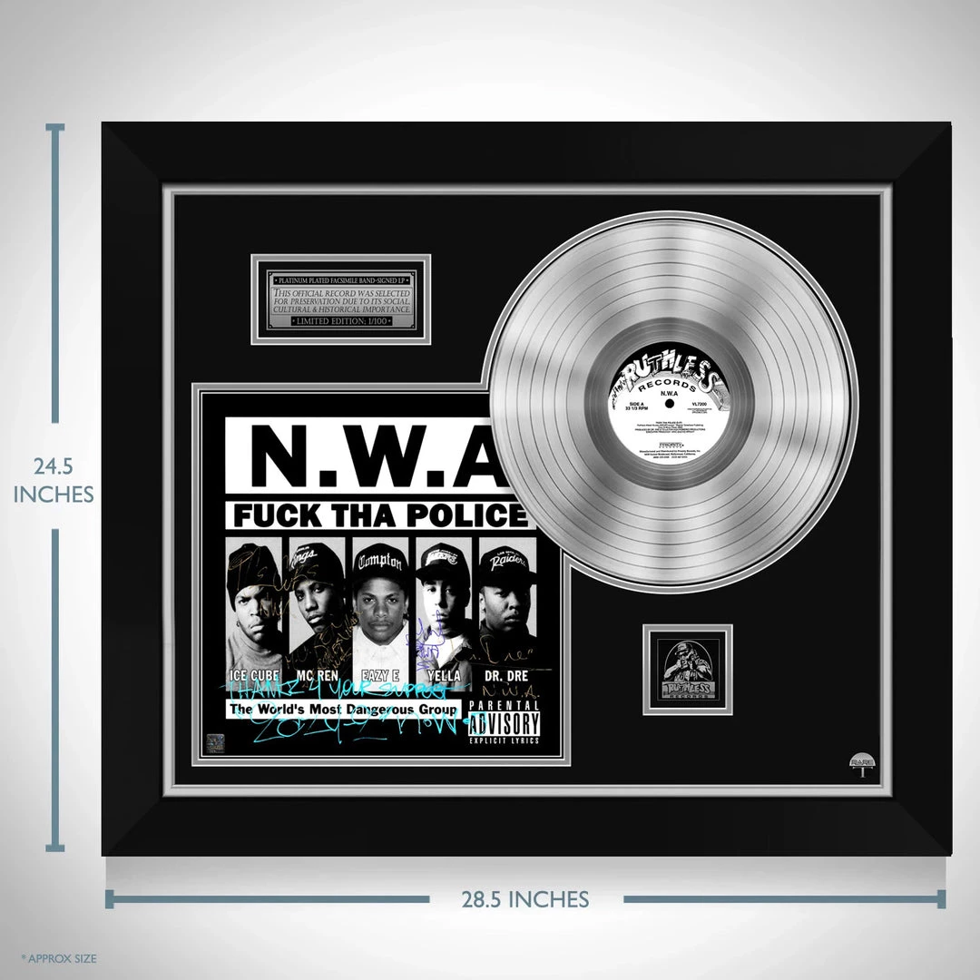 RARE-T N.W.A. FUCK THA POLICE Limited Signature Edition Studio Licensed Platinum LP Custom Frame 3 RARE-T N.W.A. FUCK THA POLICE Limited Signature Edition Studio Licensed Platinum LP Custom Frame