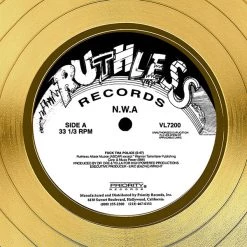 RARE-T N.W.A Fuck Tha Police Gold LP Limited Signature Edition Studio Licensed Custom Frame