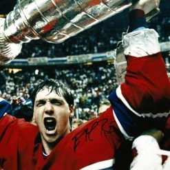 Michel Montreal Canadiens- Patrick Roy Holding Stanley Cup Hand-Signed Photo Custom Frame Sports Memorabilia