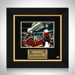 Michel Montreal Canadiens- Patrick Roy Holding Stanley Cup Hand-Signed Photo Custom Frame Sports Memorabilia