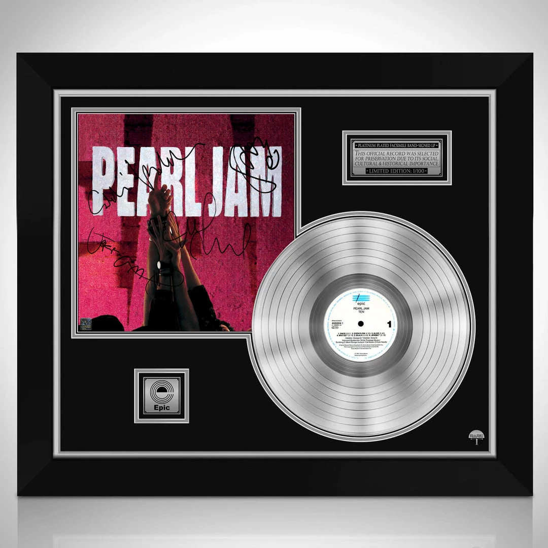 RARE-T Limited Edition Frames Pearl Jam Ten Platinum LP Limited Signature Edition Studio Licensed Custom Frame 1 RARE-T Limited Edition Frames Pearl Jam Ten Platinum LP Limited Signature Edition Studio Licensed Custom Frame