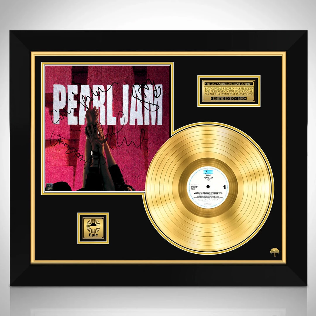 RARE-T Pearl Jam Ten Gold LP Limited Signature Edition Studio Licensed Custom Frame 1 RARE-T Pearl Jam Ten Gold LP Limited Signature Edition Studio Licensed Custom Frame