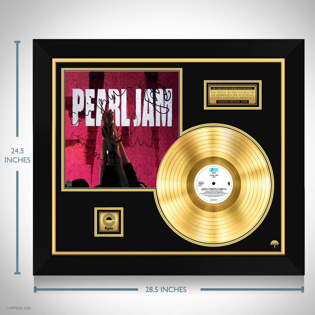 RARE-T Pearl Jam Ten Gold LP Limited Signature Edition Studio Licensed Custom Frame 7 RARE-T Pearl Jam Ten Gold LP Limited Signature Edition Studio Licensed Custom Frame