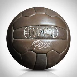APW Pelé- 'Brasil' Hand-Signed Vintage 1966 Genuine Leather Soccer Ball By Pelé Custom Museum Display