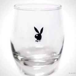 RARE-T Set Of 2 Authentic Vintage Teardrop 'The Playboy Club - Bunny Logo' Rock Glasses Barware & Signs