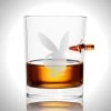 Barware & Signs Playboy Shot Glass - Handmade Playboy Etched Rock Glass Shot Glass With Embedded Bullet