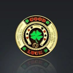 Fiona-Zhejiang Ready To Ship! 48 Hour Shipping! 24K Gold Plated 'Good Luck Clover' Poker Chip Card Guard