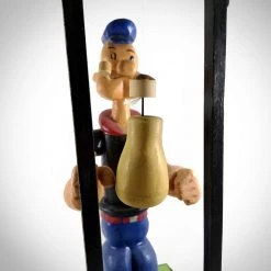 RARE-T Vintage Popeye - Large Mechanical Boxing Motion/Handcrafted Wood Folk Art