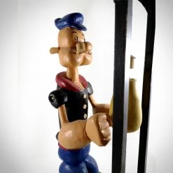 RARE-T Vintage Popeye - Large Mechanical Boxing Motion/Handcrafted Wood Folk Art