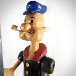 RARE-T Vintage Popeye - Large Mechanical Boxing Motion/Handcrafted Wood Folk Art