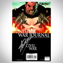 APW The Punisher 'War Journal' (2007) #1 Hand-Signed Comic Book By Matt Fraction & Stan Lee Custom Frame Signed Memorabilia