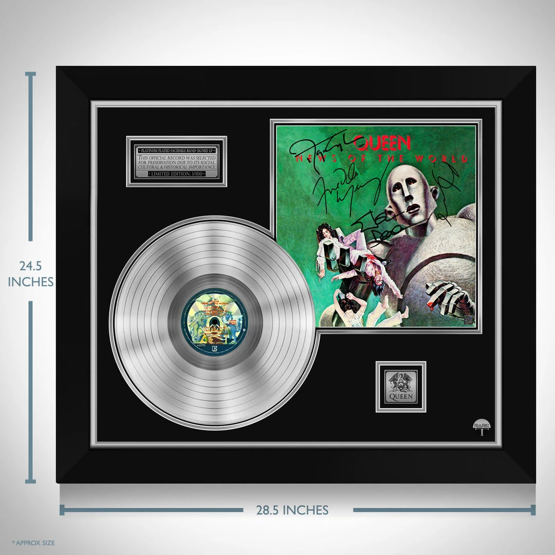 RARE-T Queen News Of The World Platinum LP Limited Signature Edition Studio Licensed Custom Frame Limited Edition Frames 3 RARE-T Queen News Of The World Platinum LP Limited Signature Edition Studio Licensed Custom Frame Limited Edition Frames