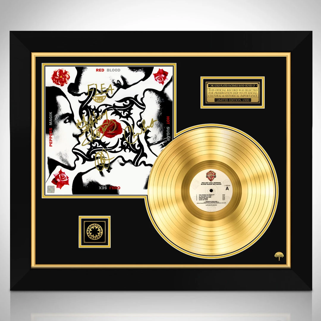 RARE-T Red Hot Chili Peppers Blood Sugar Sex Magik Gold LP Limited Signature Edition Licensed Custom Frame Limited Edition Frames 1 RARE-T Red Hot Chili Peppers Blood Sugar Sex Magik Gold LP Limited Signature Edition Licensed Custom Frame Limited Edition Frames