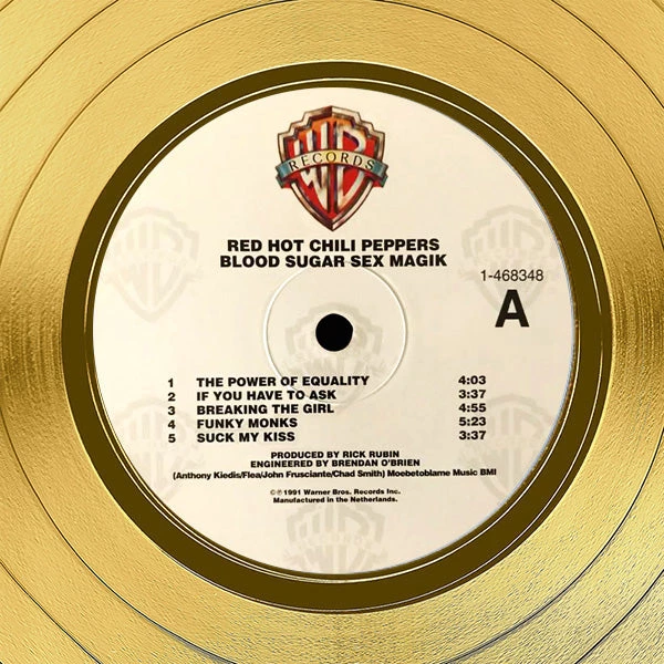 RARE-T Red Hot Chili Peppers Blood Sugar Sex Magik Gold LP Limited Signature Edition Licensed Custom Frame Limited Edition Frames 6 RARE-T Red Hot Chili Peppers Blood Sugar Sex Magik Gold LP Limited Signature Edition Licensed Custom Frame Limited Edition Frames