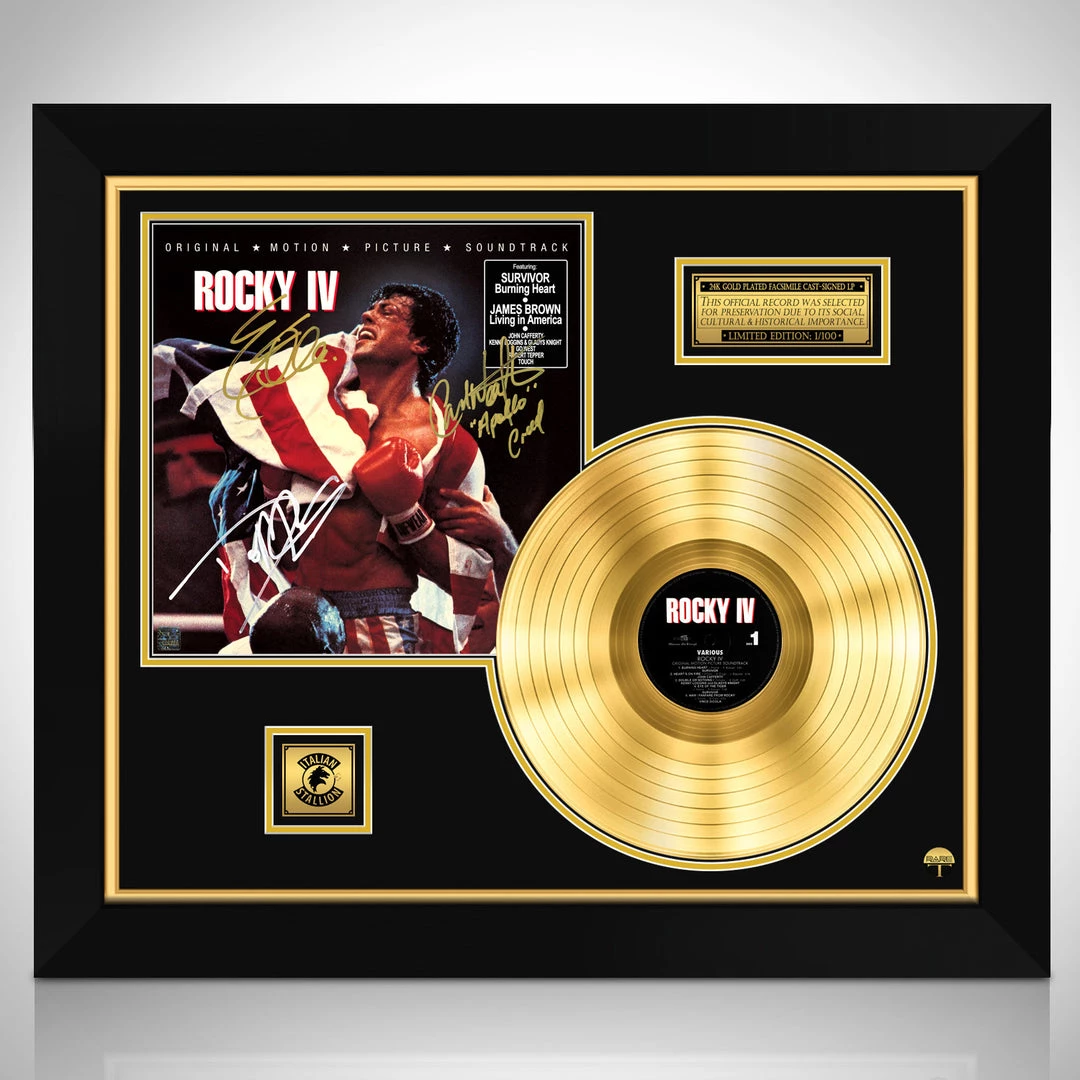 RARE-T Rocky IV Movie Soundtrack Limited Signature Edition Studio Licensed Gold LP Custom Frame Sports Memorabilia 1 RARE-T Rocky IV Movie Soundtrack Limited Signature Edition Studio Licensed Gold LP Custom Frame Sports Memorabilia