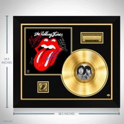 RARE-T The Rolling Stones Classic Tongue Gold LP Limited Signature Edition Studio Licensed Custom Frame