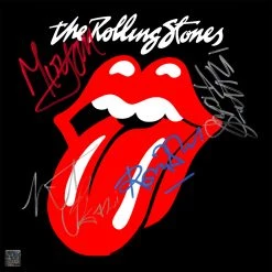 RARE-T The Rolling Stones Classic Tongue Gold LP Limited Signature Edition Studio Licensed Custom Frame