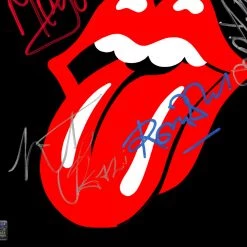 RARE-T The Rolling Stones Classic Tongue Gold LP Limited Signature Edition Studio Licensed Custom Frame