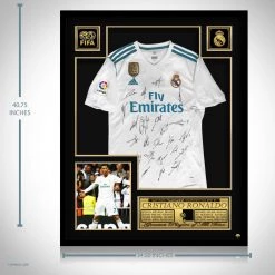 APW Cristiano Ronaldo- Certified Vintage Team Hand-Signed Real Madrid 2017-2018 White Jersey Custom Frame