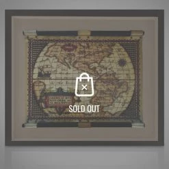 Jonathan New World Vintage Scroll Map Made With Hand-Tooled Leather Custom Frame