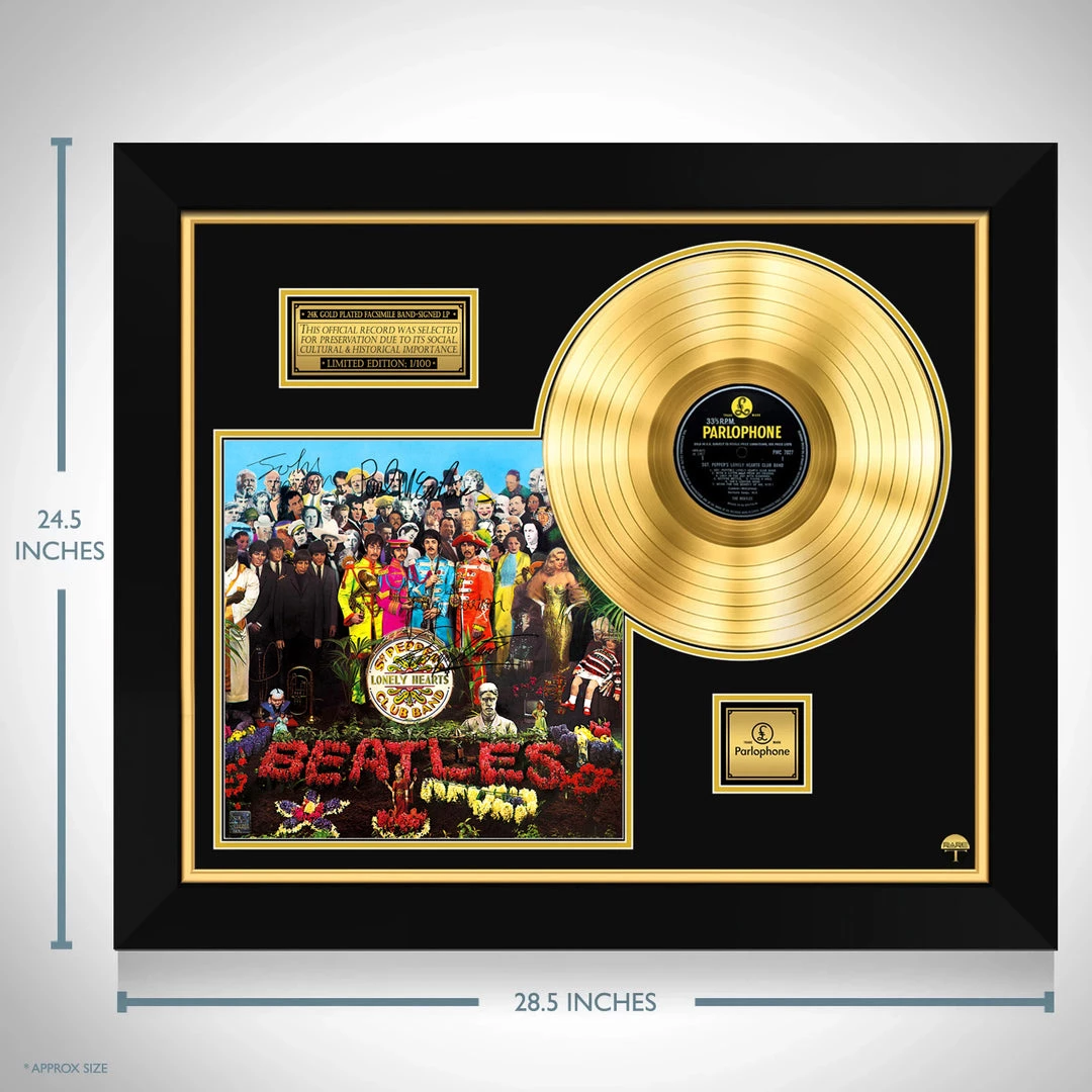 RARE-T Limited Edition Frames The Beatles Sgt. Pepper's Lonely Hearts Club Band Gold LP Limited Signature Edition Studio Licensed Custom Frame 8 RARE-T Limited Edition Frames The Beatles Sgt. Pepper's Lonely Hearts Club Band Gold LP Limited Signature Edition Studio Licensed Custom Frame