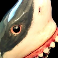Consignment Ready To Ship! 48 Hour Shipping! Jaws- Hand-Painted Glazed Great White Shark Ceramic Statue Signed By Canadian Artist Mr Bond